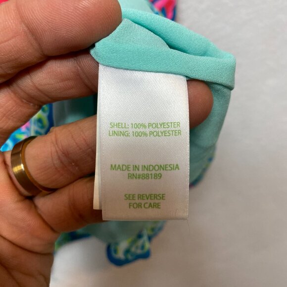 Lilly Pulitzer Dress Womens 10 Multicolor Mini Surf Blue Flim Flam Gabriel - Picture 6 of 11